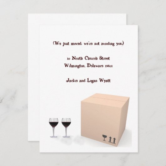 ユーモアのある引越しのお知らせ 案内状 (正面/裏面)