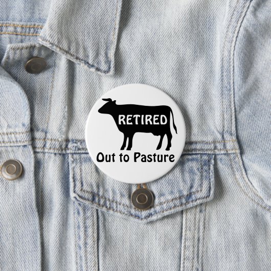 ユーモアのある引退牛のデザイン「牧場へ出よう」ステッカー 缶バッジ (インサイチュ)