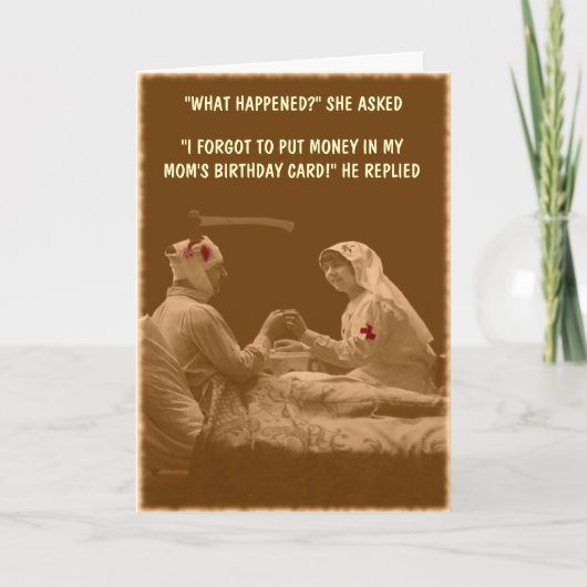 ユーモアのある母誕生日 カード (正面)