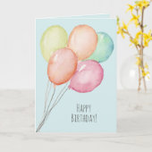 ユーモアのある水彩風船マン誕生日 カード (黄色い花)