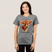 ユーモアのある牛イラストレーション付きよくはしゃぐ文字 トライブレンドＴシャツ (正面全面)