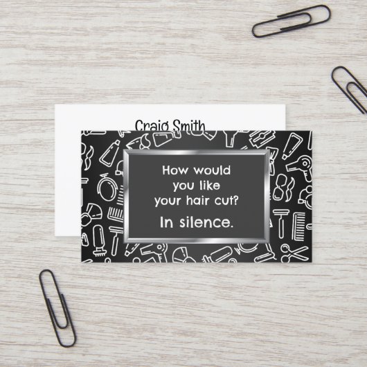 💇ユーモアのある理容師 名刺 (正面/裏面インサイチュ)