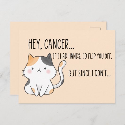ユーモアのある癌患者、猫好き ポストカード (正面/裏面)