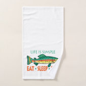 ユーモアのある睡食べ眠魚魚釣りデコール バスタオルセット (ハンドタオル)