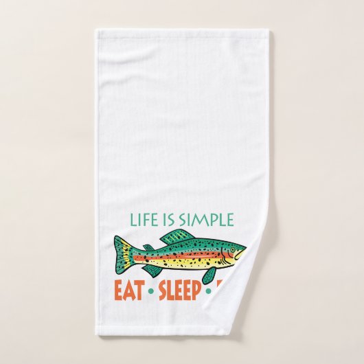 ユーモアのある睡食べ眠魚魚釣りデコール バスタオルセット (ハンドタオル)