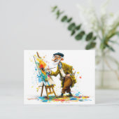ユーモアのある老人読イラストレーション シーズンポストカード (スタンド正面)