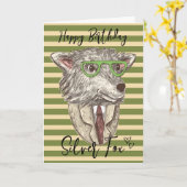 ユーモアのある誕生日カード シルバーフォックス カード (黄色い花)