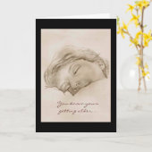 ユーモアのある誕生日ナッピング女性カード カード (黄色い花)