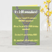 ユーモアのある誕生日飲み（5時どこかで） カード (黄色い花)