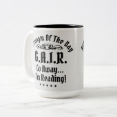 ユーモアのある読の頭字語ブラック文字 ツートーンマグカップ (正面左)