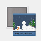 ユーモアのある雪だるまの絵 マグネット (正面/裏面)