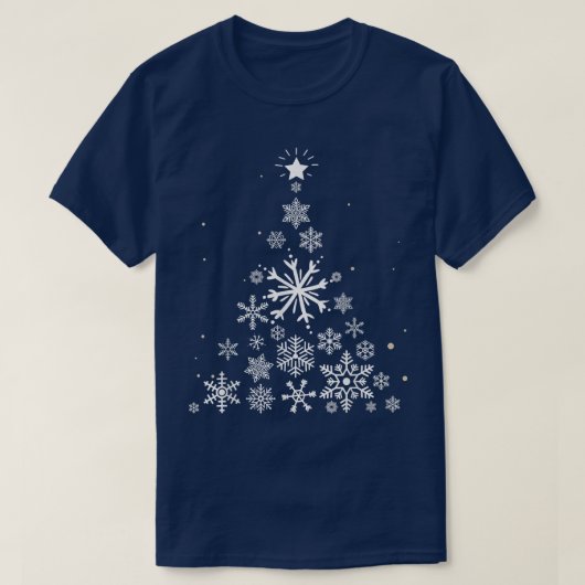 ユーモアのある雪の結晶ラバー クリスマスツリー Tシャツ (デザイン正面)