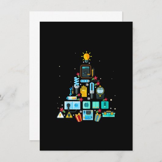 ユーモアのある電気工事士のクリスマスツリー ノートカード (正面/裏面)