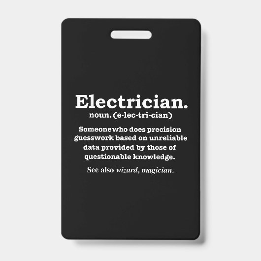 ユーモアのある電気技師の定義ギフト 卒業 バッジ (正面)