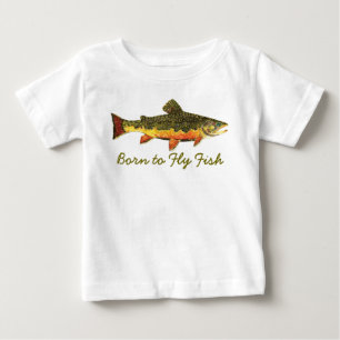 「ユーモアのある飛ぶ魚」マス魚釣り ベビーTシャツ