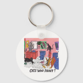 ユーモアのある飼い猫のカラースケッチ絵を描人 キーホルダー