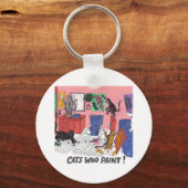 ユーモアのある飼い猫のカラースケッチ絵を描人 キーホルダー (正面)