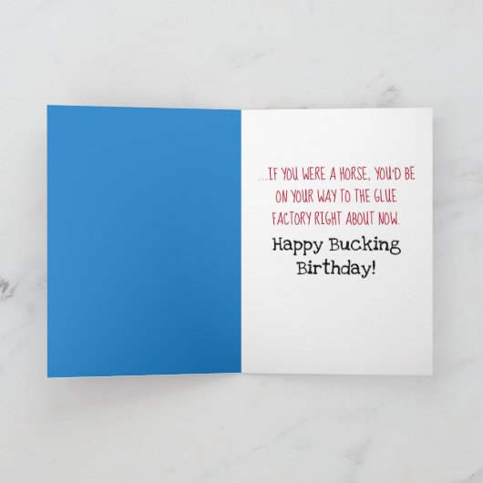 ユーモアのある馬- 接着工場行きの年齢の誕生日 カード (内部)