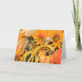 ユーモアのある骸骨、かぼちゃ、ひまわり、ハロウィン カード (正面)