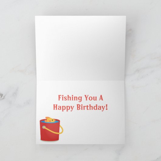 ユーモアのある魚釣りプリンハッピーバースデーグリーティングカード カード (内部)