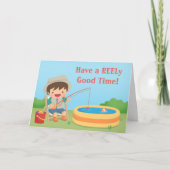 ユーモアのある魚釣りプリンハッピーバースデーグリーティングカード カード (正面)