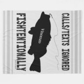 ユーモアのある魚釣り魚シルエット文字デザイン フリースブランケット (正面(横))