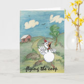 ユーモアのある鶏 カード (黄色い花)