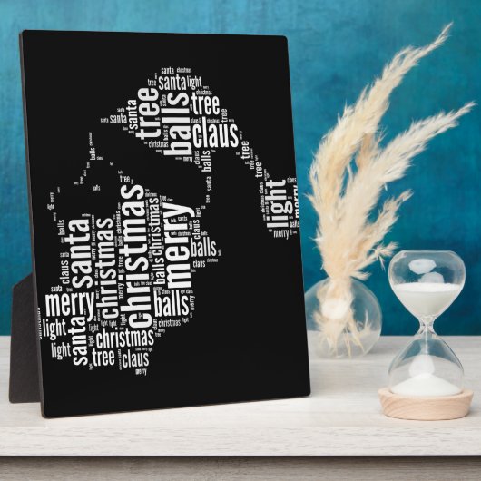 ユーモアのある黒と白の楽しいクリスマスのサンタのタイポグラフィ フォトプラーク (側面)