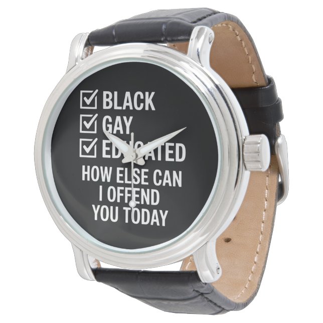 ユーモアのある黒人ゲイプライド　LGBTQの権利を支持する 腕時計 (アングル)