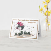 ユーモアのある黒猫サンキューカード カード (黄色い花)