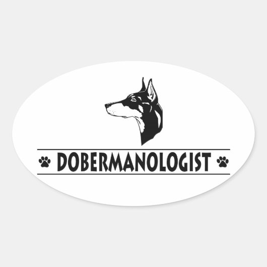 ユーモアのある(犬)ドーベルマン・ピンシェル 楕円形シール (正面)