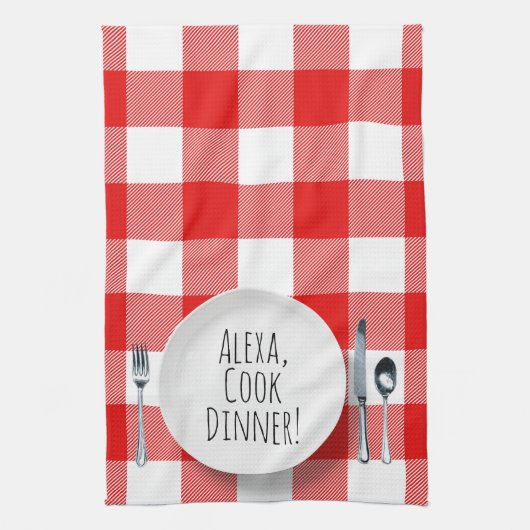 ユーモアのあるAlexa料理ディナー キッチンタオル (縦)