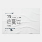 ユーモアのあるAlexa料理ディナー キッチンタオル (横)