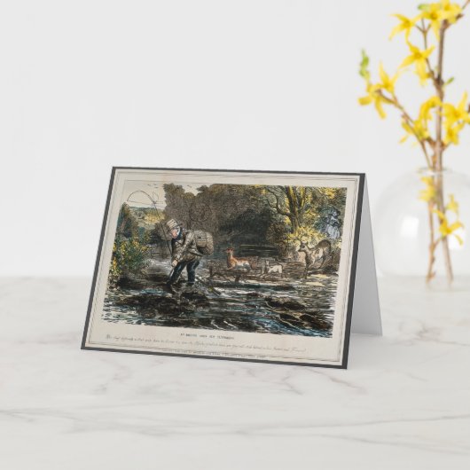 ユーモアのあるnostalgiaカード – フライフィッシング自然シーン カード (黄色い花)