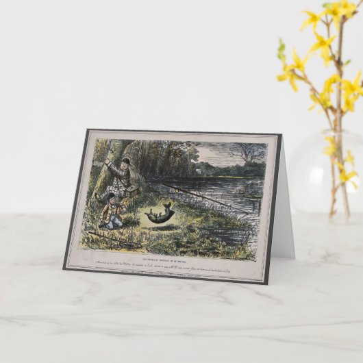 ユーモアのあるnostalgiaカード – 息子とフライフィッシング カード (黄色い花)