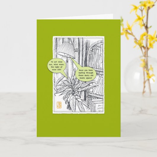 ユーモアのあるPlant & Lampグリーティ空白のングカード カード (黄色い花)