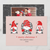 ユーモアのノーム | ピンクのクリスマスホリデー写真 シーズンカード (正面/裏面)