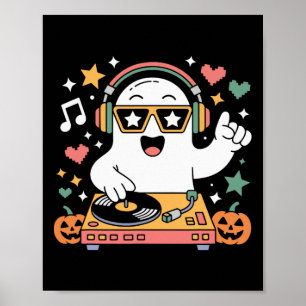 ユーモアのハロウィーン幽霊Djとターンテーブル音楽コスト ポスター