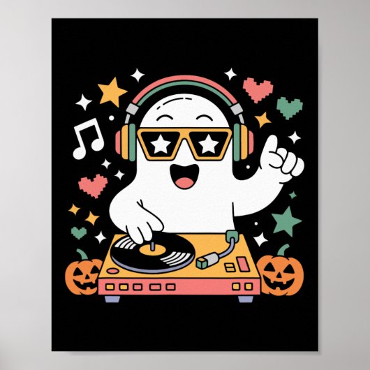 ユーモアのハロウィーン幽霊Djとターンテーブル音楽コスト ポスター (正面)