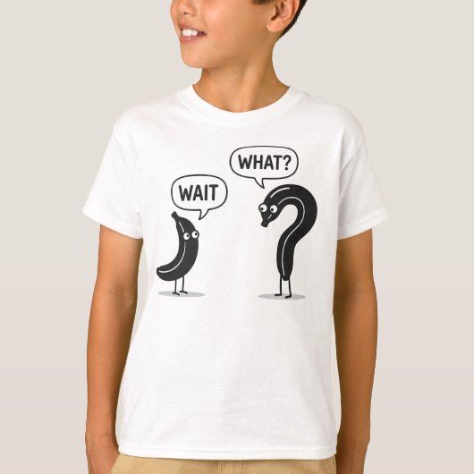 ユーモアのバナナ 疑問符 待って 何? ミニマリスト Tシャツ (正面)