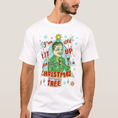 ユーモアの人を飲むおもしろいなクリスマスのレトロのLit Tシャツ (正面)