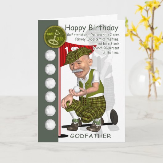 ユーモアの教父のゴルファーの誕生日の挨拶状 カード (黄色い花)