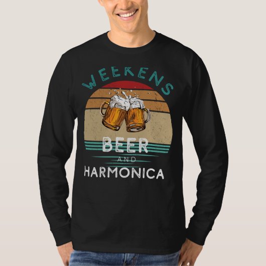 ユーモアの調和を!ビールとハーモンで週末 Tシャツ (正面)