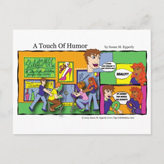 「ユーモアのTouch」モールチェアマッサージ漫画 ポストカード (正面)