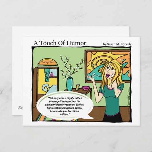 「ユーモアのTouch」投資ブローカーのマッサージ漫画 ポストカード (正面/裏面)