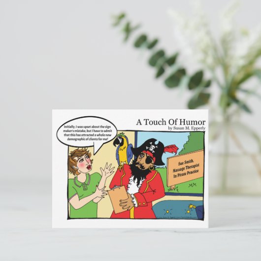 「ユーモアのTouch」海賊マッサージ漫画 ポストカード (スタンド正面)