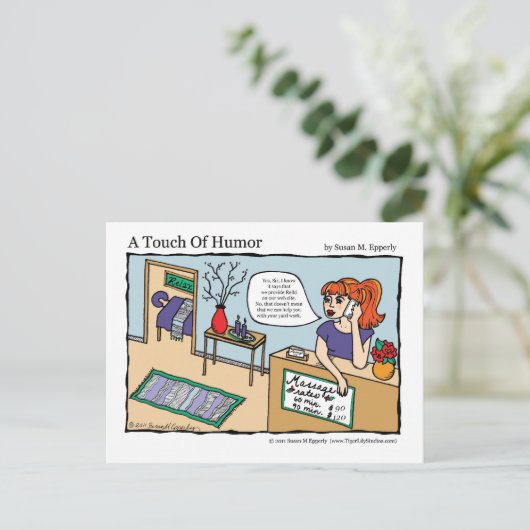 「ユーモアのTouch」霊気エナジーワークマッサージ漫画 ポストカード (スタンド正面)