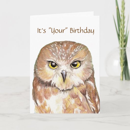 ユーモアは、かわいいフクロウ"やじり声"のバースデー・カード与えます カード (正面)