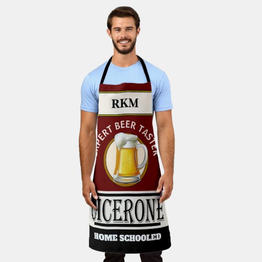ユーモアエキスパートビールタスターオールオーバープリントエプロン エプロン (着用した状態)