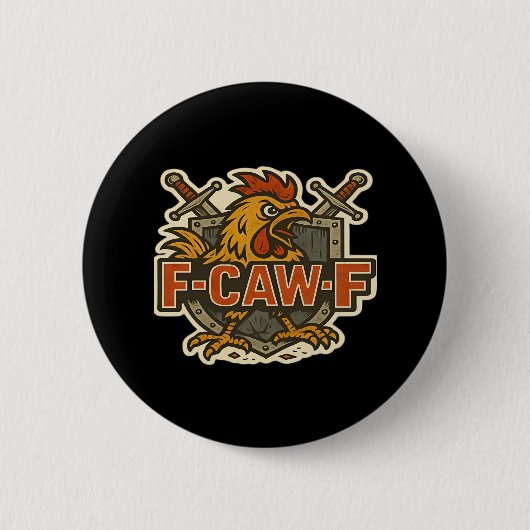 ユーモアカラス 楽しい ゴシック F-Caw-F 缶バッジ (正面)